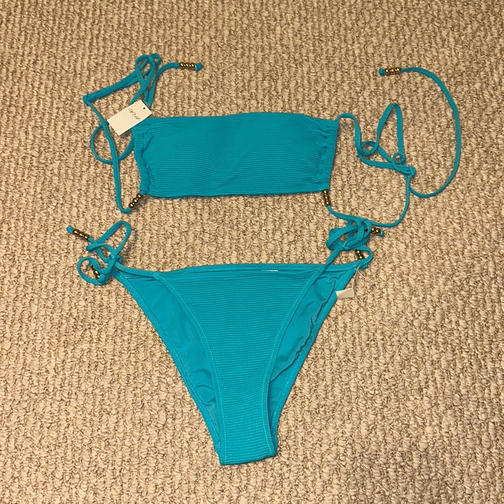 NWT Aerie Ribbed Bandeau bikini set